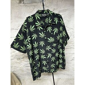 Vintage Dragonfly Y2k 90s 420 Weed Cannabis Marijuana AOP Loop Collar Shirt